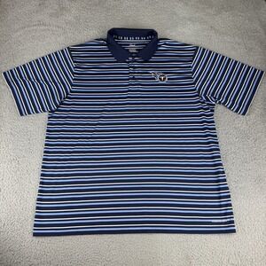 majestic cool base polo shirt tennessee titans Blue Striped Men's‎ Size 2xL